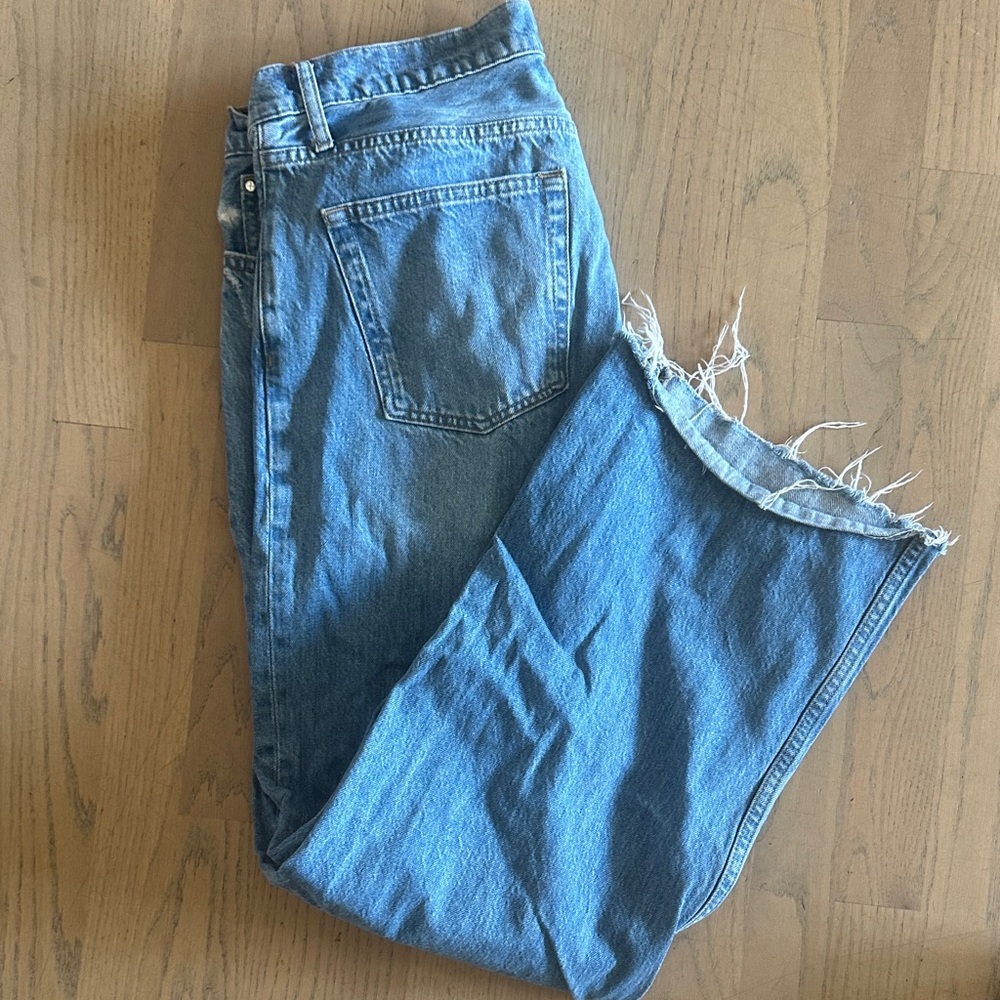 Anine Bing Wide Leg Blue Denim Jeans with Branded Waist Label - Picture 8 of 8